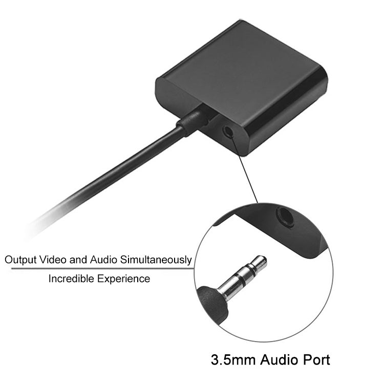 Cavo adattatore video Full HD 1080P Mini HDMI maschio a VGA femmina da 22 cm con cavo audio, Mini HDMI