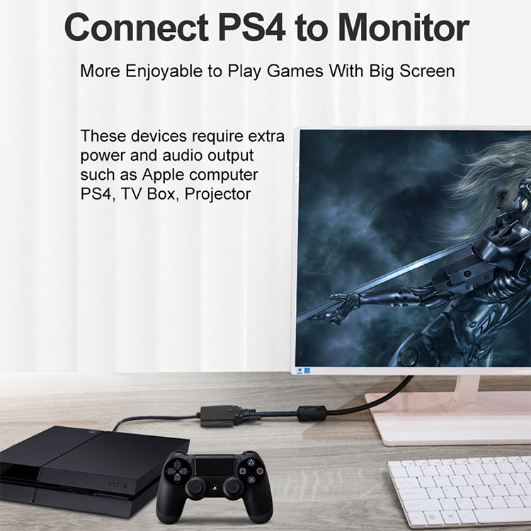 Cavo adattatore video Full HD 1080P Mini HDMI maschio a VGA femmina da 22 cm con cavo audio, Mini HDMI