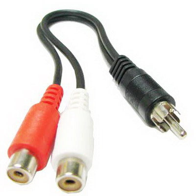 Adattatore cavo video sdoppiatore a Y da 2 RCA AV femmina a 1 RCA maschio, lunghezza: 26,5 cm, 1 RCA Male to 2 RCA Female