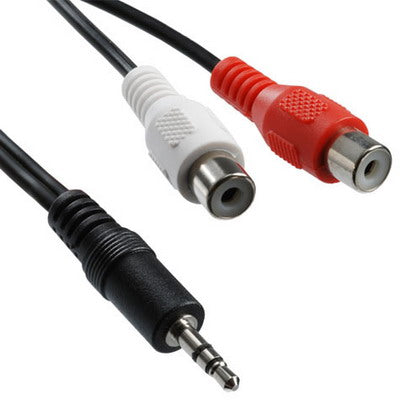 Cavo audio Y da 2 RCA femmina a jack maschio da 3,5 mm, lunghezza: 20 cm, 3.5mm to 2 RCA Female