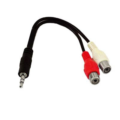 Cavo audio Y da 2 RCA femmina a jack maschio da 3,5 mm, lunghezza: 20 cm, 3.5mm to 2 RCA Female