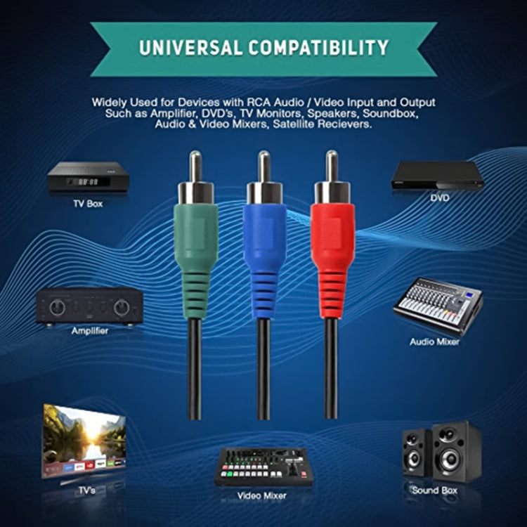 Cavo AV 3 RGB maschio a 3 RGB maschio, lunghezza: 1,5 m
