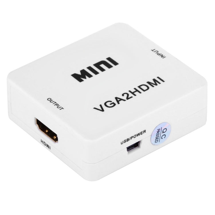 Convertitore digitale audio video con scatola scaler HD 1080P HDMI Mini VGA a HDMI, HD 1080P (White)