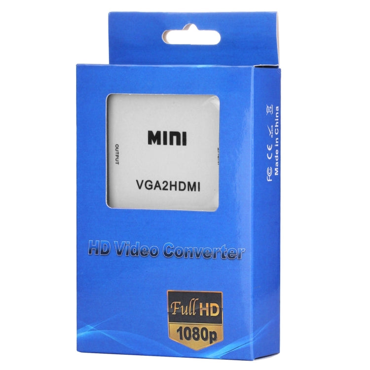 Convertitore digitale audio video con scatola scaler HD 1080P HDMI Mini VGA a HDMI, HD 1080P (White)
