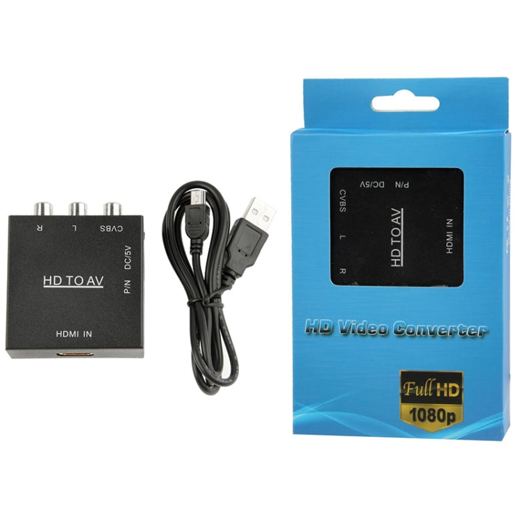 HDV-M610 Adattatore convertitore video Mini Full HD 1080P da HDMI a AV/CVBS, HDMI to AV/CVBS (Mini)