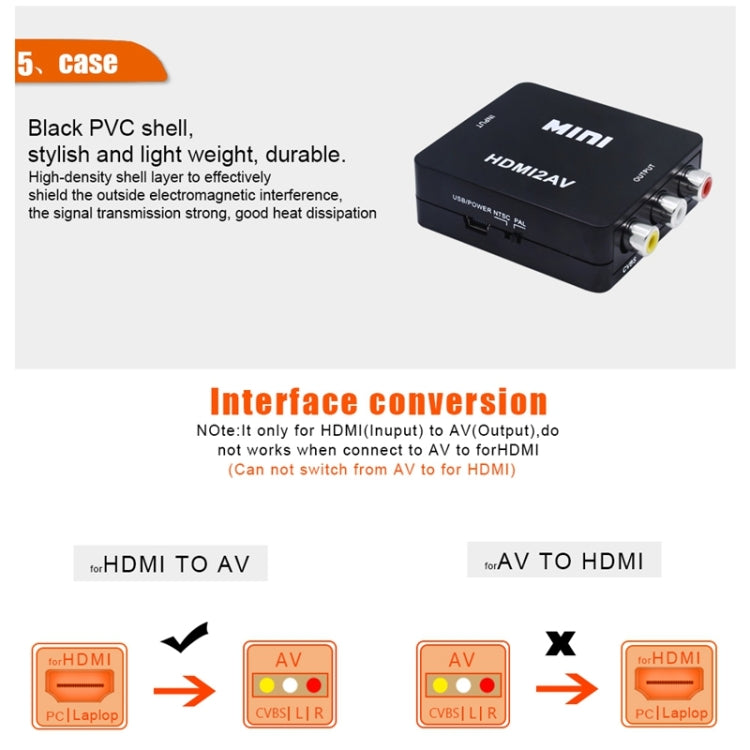 VK-126 Adattatore convertitore video Mini HD HDMI a AV/CVBS, HDMI to AV/CVBS