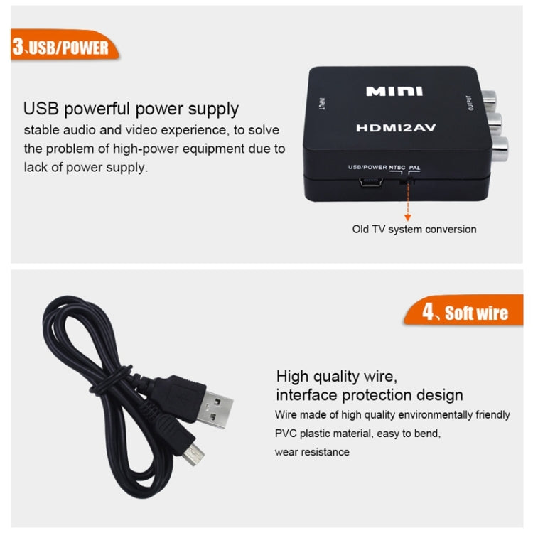 VK-126 Adattatore convertitore video Mini HD HDMI a AV/CVBS, HDMI to AV/CVBS