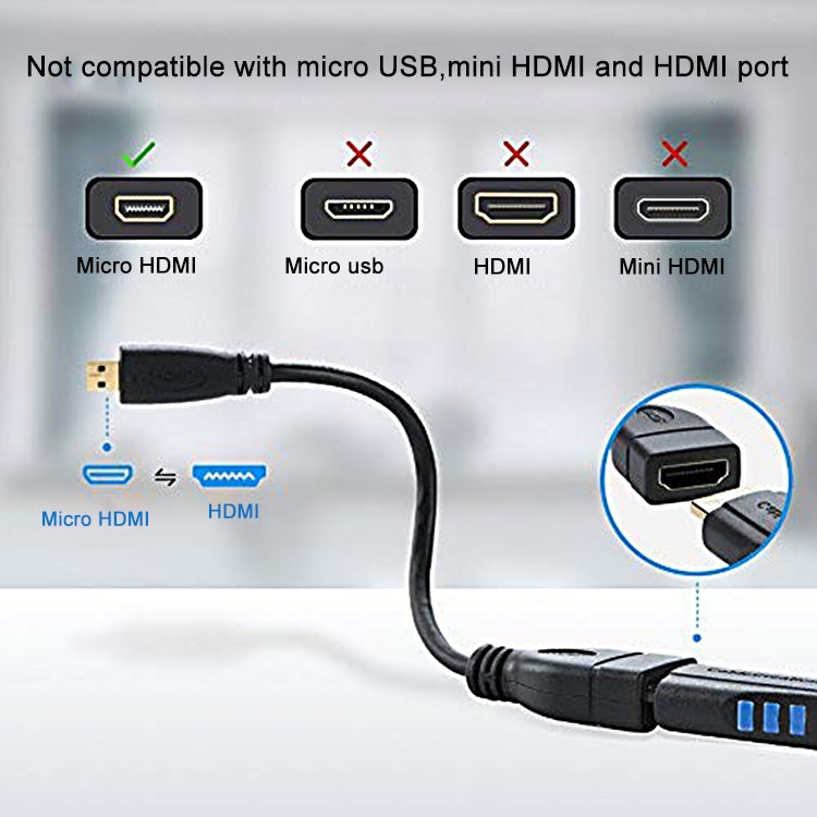 Cavo adattatore da micro HDMI maschio a HDMI femmina da 17 cm, Length: 17cm