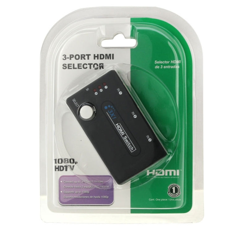 Mini selettore 3x1 HD 1080P HDMI V1.3 con telecomando per HDTV/STB/DVD/proiettore/DVR, 1x3 HDMI V1.3