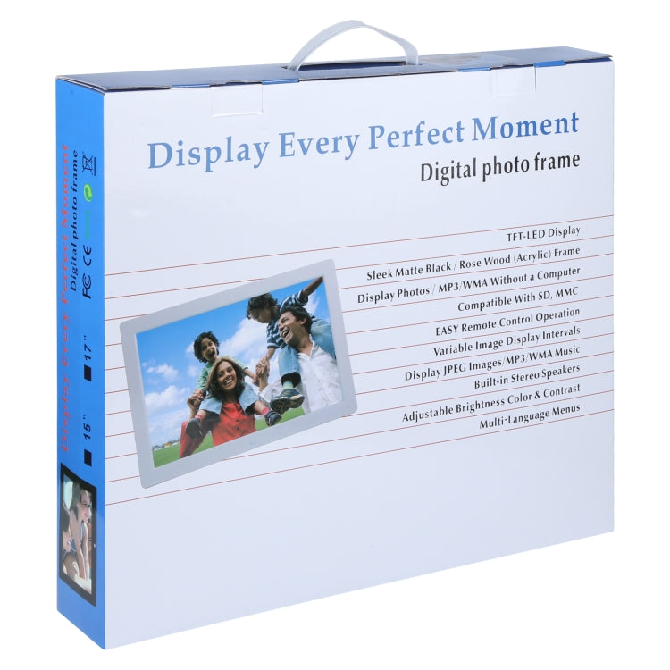 17 Inch Digital Photo Frame with Music and Movie Media Player with Remote Control, Mstar V59 Program, Support USB/SD Card/HD Port, Built-in Stereo Speaker