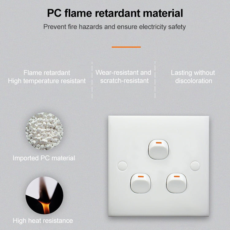 Interruttore elettrico a parete (dimensioni: 86 x 86 mm), 3 Switch