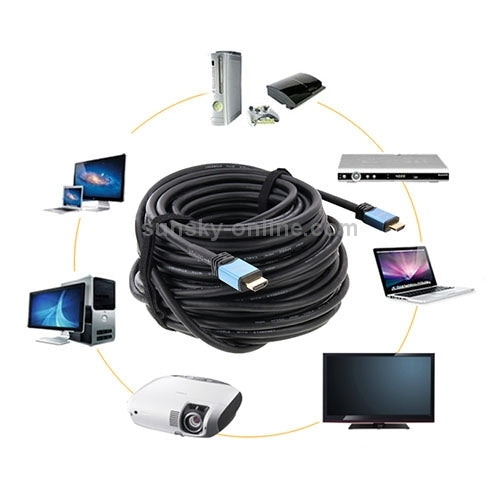 Cavo e connettore e adattatore HDMI 1080P 3D versione 1.4 da 90 m con amplificatore di segnale, Length: 90m