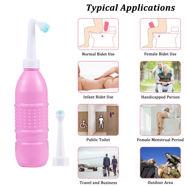 Bidet da viaggio portatile portatile da 500 ml per donne, spruzzatore per lavaggio anale maschile vaginale, (Pink)