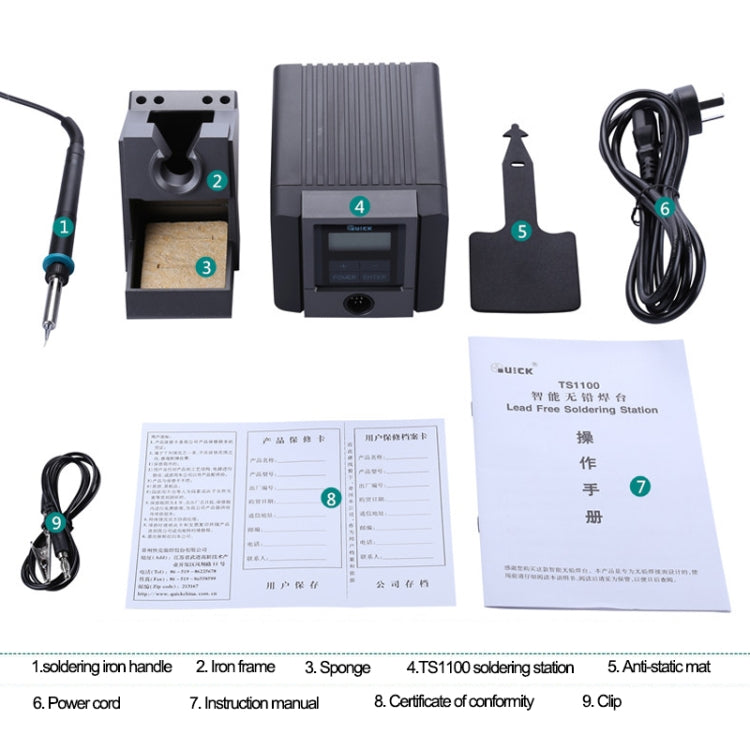 QUICK TS1100 Stazione di saldatura intelligente senza piombo 220 V 90 W, spina AU, QUICK TS1100 90W