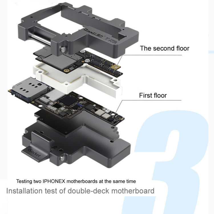 Qianli iSocket 3 in 1 Scheda madre Telaio per test a strati Strati superiori e inferiori Funzione scheda logica Supporto per test rapido per iPhone X / XS / XS Max, Qianli iSocket For iPhone X / XS / XS Max