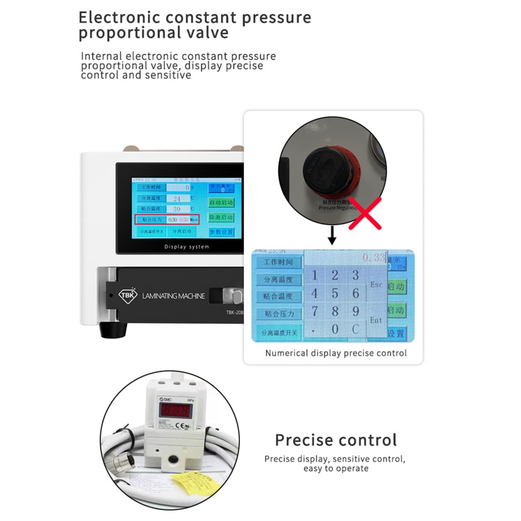 TBK 208M 3 in 1 Mini laminatrice sottovuoto con schermo LCD, presa UK, TBK 208M (US Plug), TBK 208M (EU Plug)