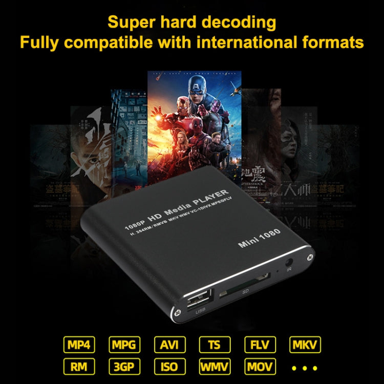 Lettore HDD USB MINI 1080P Full HD Media Lettore di schede SD/MMC, US, EU, UK