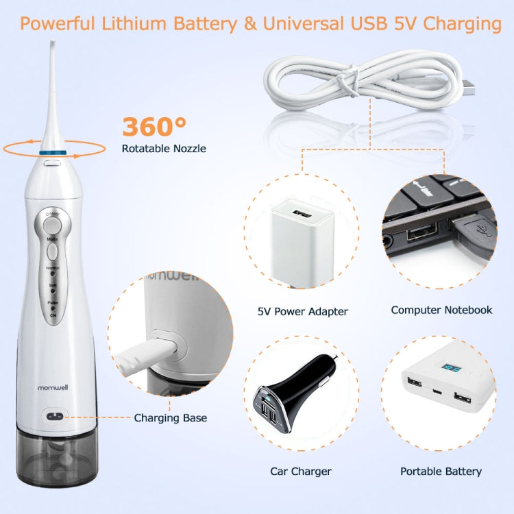 Mornwell D52 Idropulsore ricaricabile tramite USB Irrigatore orale impermeabile IPX7, D52
