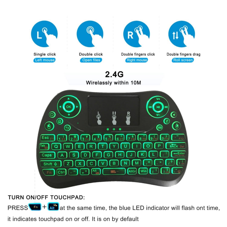 Mini tastiera wireless I8 Max da 2,4 GHz con touchpad ricaricabile Fly Air Mouse Smart Game retroilluminato a 7 colori