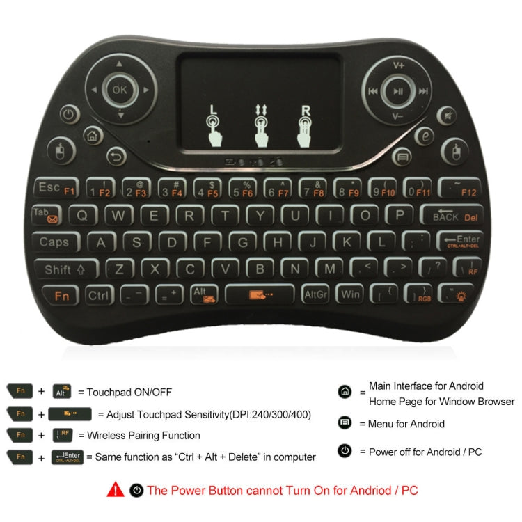 Mini tastiera wireless I8 Max da 2,4 GHz con touchpad ricaricabile Fly Air Mouse Smart Game retroilluminato a 7 colori