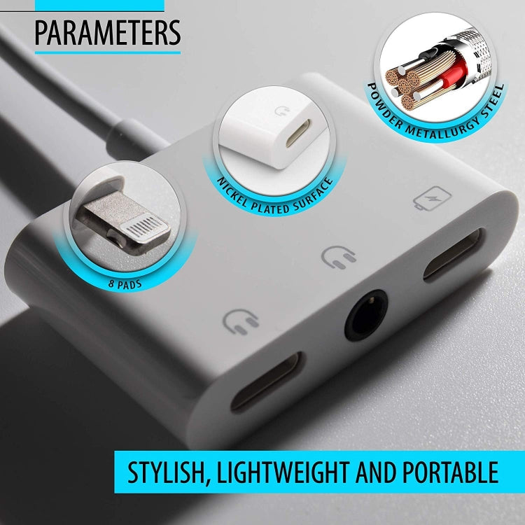 ZS-KL21820 3 in 1 Porta di ricarica da 8 pin a 8 pin + Jack per auricolari da 8 pin + Adattatore per adattatore per auricolari Jack da 3,5 mm