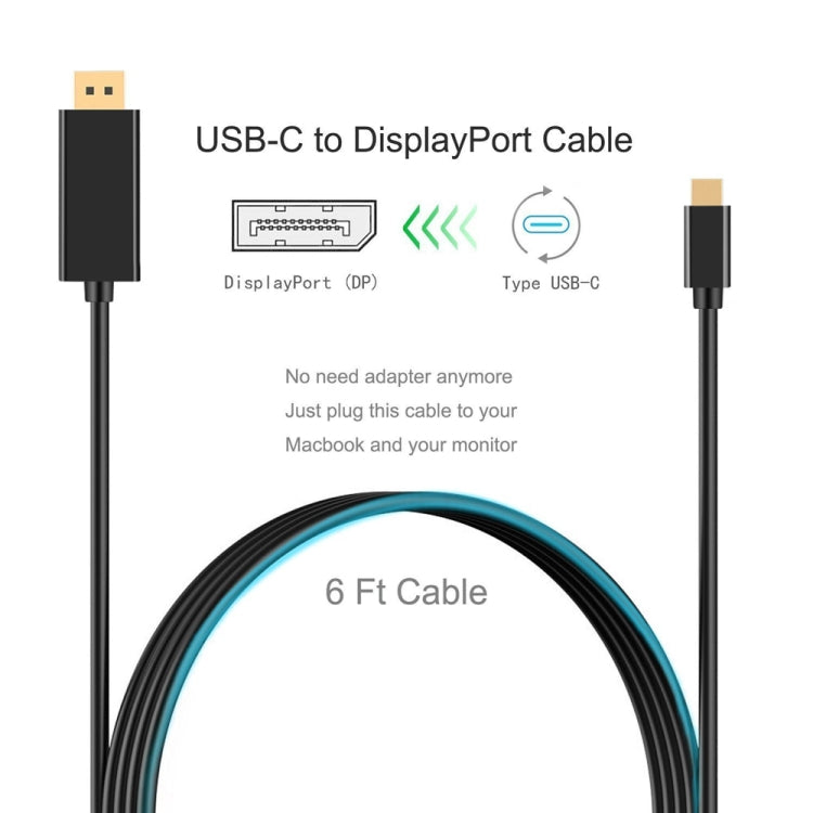 Cavo adattatore DP per collegamento DisplayPort da tipo C a DP 4K 60 Hz, lunghezza cavo: 1,8 m