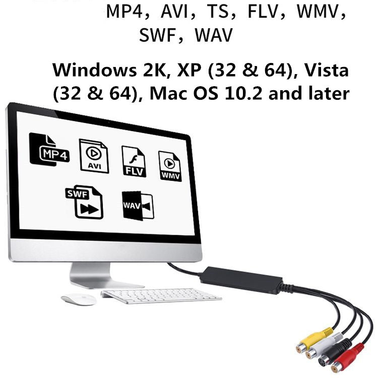 Cavo da USB a RCA 60+ Supporta Vista 64 / Win 7 / Win 8 / Win 10 / Mac OS