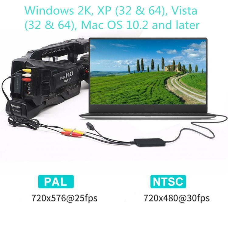Cavo da USB a RCA 60+ Supporta Vista 64 / Win 7 / Win 8 / Win 10 / Mac OS