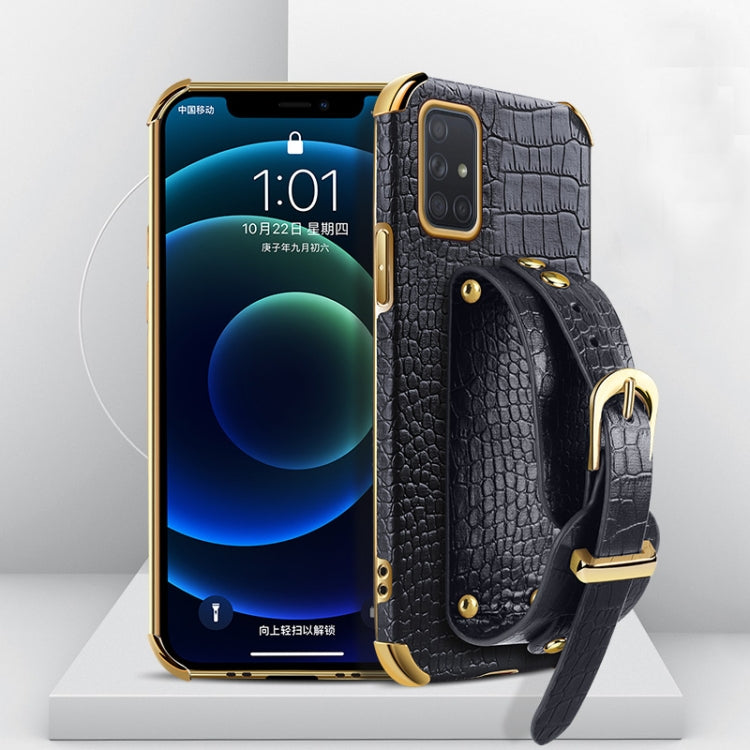 Custodia in pelle con motivo coccodrillo in TPU elettrolitico con cinturino da polso, For Samsung Galaxy A02, For Samsung Galaxy A02s (EU Version), For Samsung Galaxy A12, For Samsung Galaxy A21S, For Samsung Galaxy A32 4G, For Samsung Galaxy S20 FE