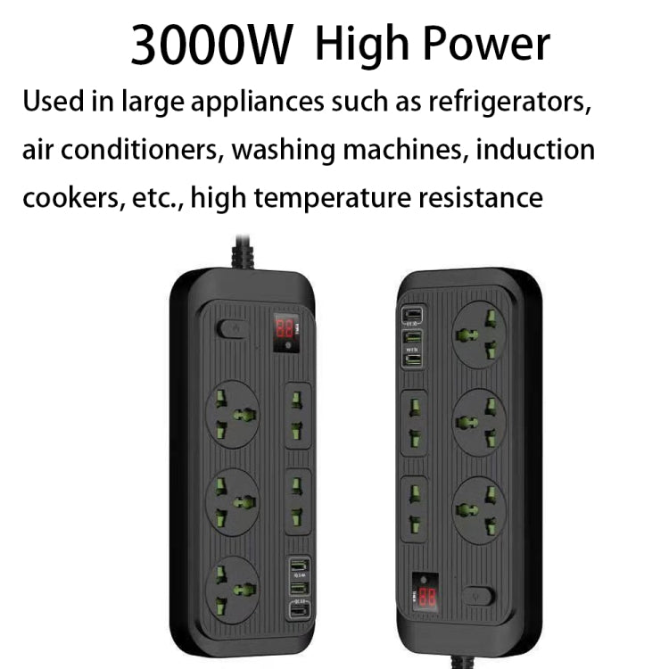 T17 3000 W Presa Smart Timing 24 ore ad alta potenza QC3.0 Presa USB a ricarica rapida, lunghezza cavo: 2 m, spina UK