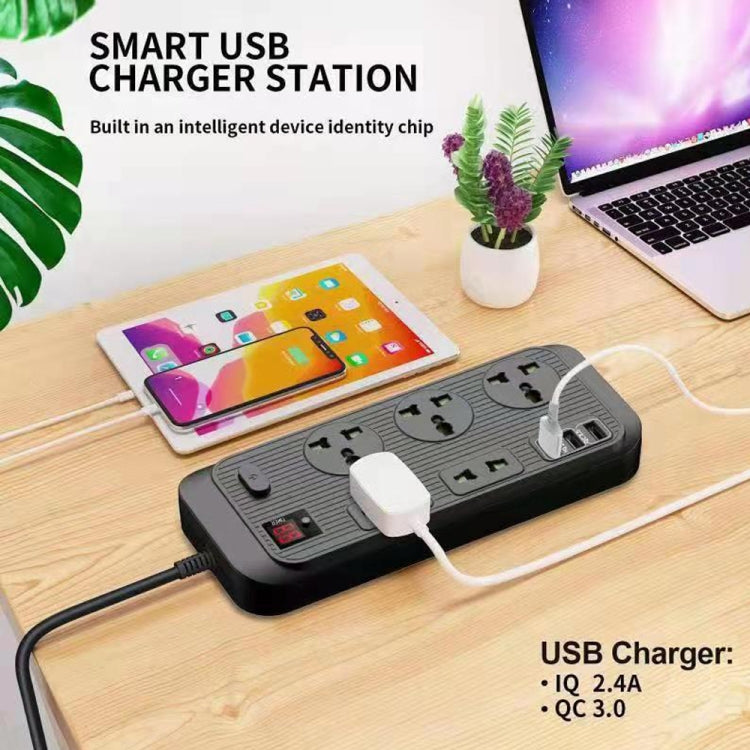 T17 3000 W Presa Smart Timing 24 ore ad alta potenza QC3.0 Presa USB a ricarica rapida, lunghezza cavo: 2 m, spina UK