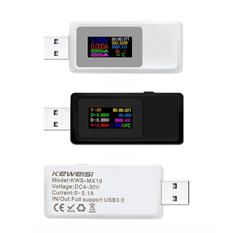 Keweisi KWS-MX19 USB Tester DC 4V-30V 0-5A Rilevatore di tensione di corrente, KWS-MX19
