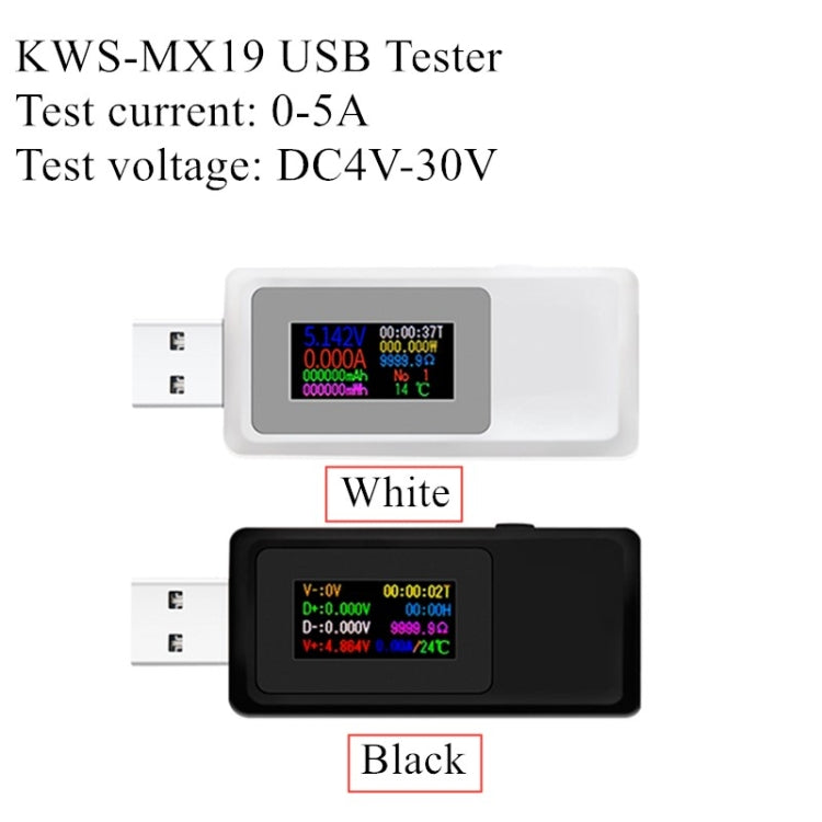 Keweisi KWS-MX19 USB Tester DC 4V-30V 0-5A Rilevatore di tensione di corrente, KWS-MX19