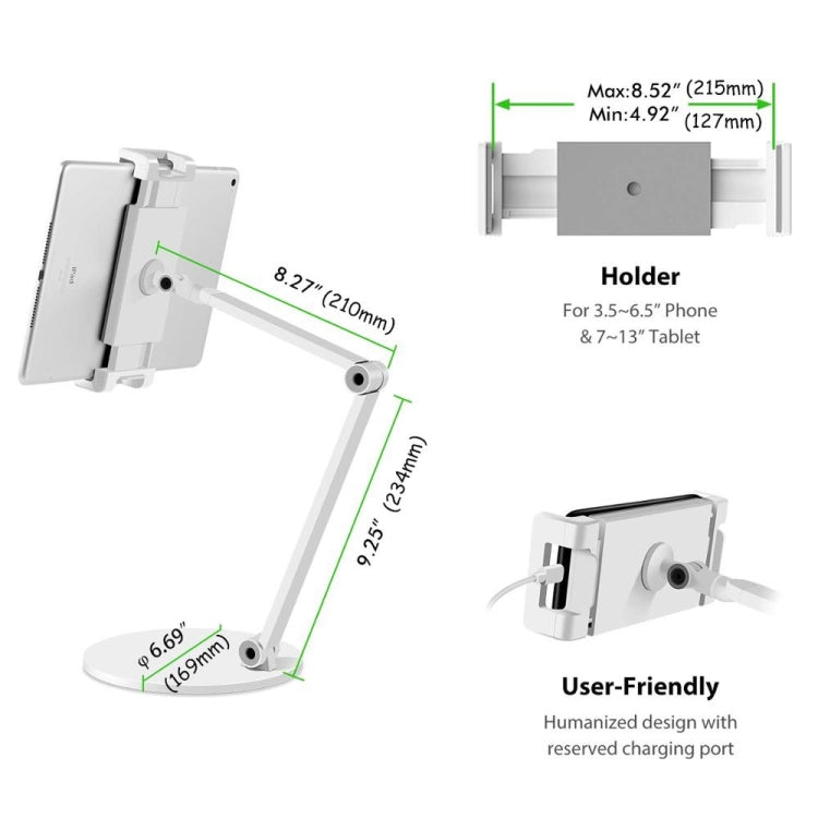 Supporto da tavolo AP-7L per smartphone e tablet, supporto a braccio lungo per iPad/Samsung