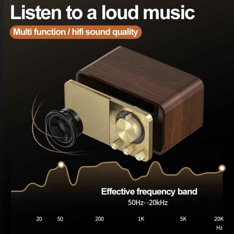 JY-66 Altoparlante classico retrò wireless in legno BT5.0 Supporto radio FM TF / U-Disk / AUX