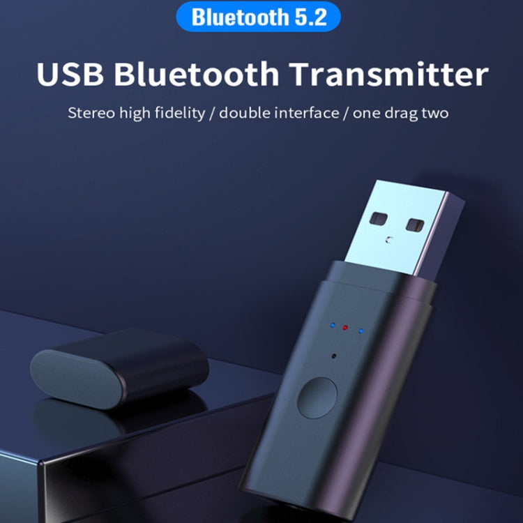 Trasmettitore Bluetooth 5.2 TX35 One Drag Two Doppia uscita USB / AUX