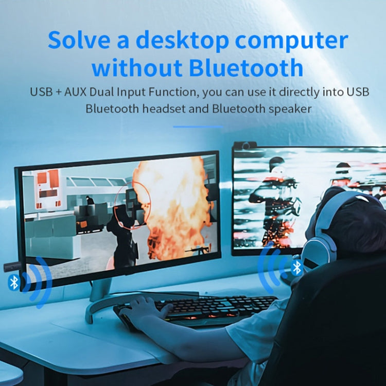 Trasmettitore Bluetooth 5.2 TX35 One Drag Two Doppia uscita USB / AUX