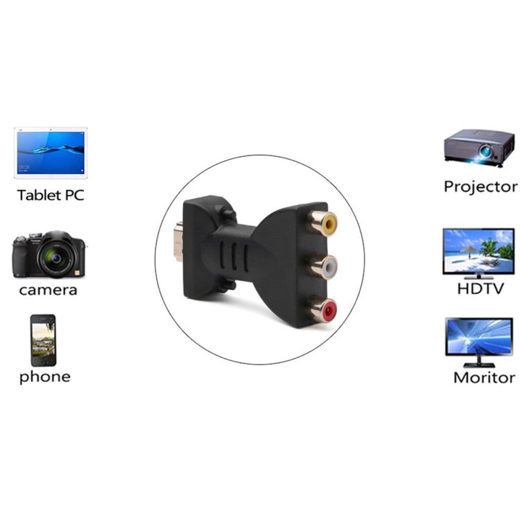 Adattatore audio video HDMI maschio a 3 RGB RCA placcato oro Convertitore componente AV per proiettore DVD, HDMI