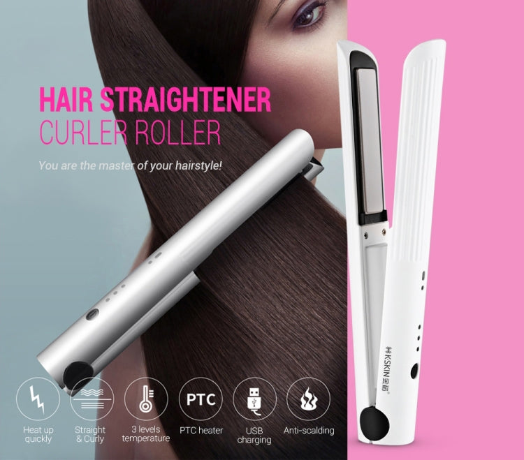 K-SKIN Piastra per capelli ricaricabile portatile Bigodino Strumento per lo styling in ferro ceramico Temperatura regolabile senza fili Calore veloce