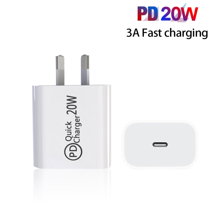 Caricabatterie da viaggio USB-C/Type-C AU-20W PD per telefono cellulare, presa AU, AU Plug