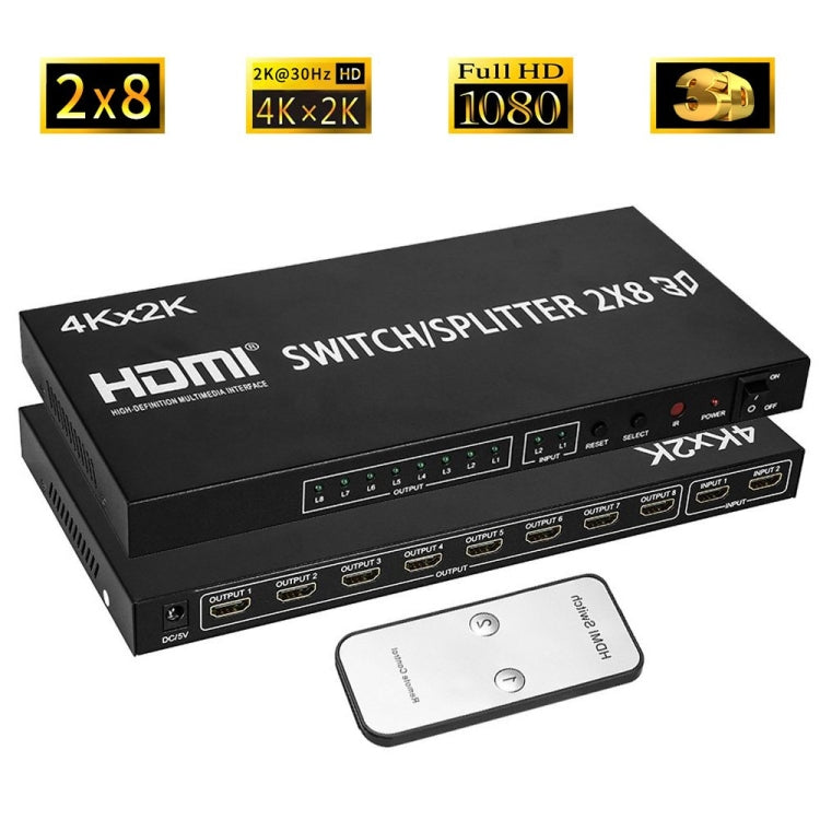 Switch video HDMI 2 in 8 Full HD 4K x 2K