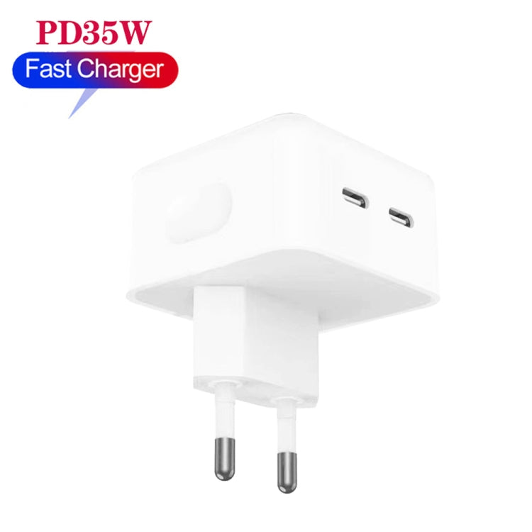 Caricabatterie con doppia porta USB-C/Type-C PD da 35 W per la serie iPhone/iPad, presa europea, EU Plug