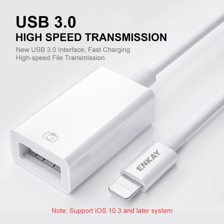 ENKAY ENK-AT108 Cavo dati adattatore OTG da 8 pin a USB 3.0 per iPhone / iPad