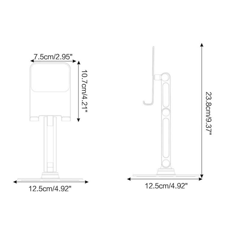 BONERUY L08 Staffa rialzata per telefono tablet Supporto pieghevole per bracciolo lungo pieghevole
