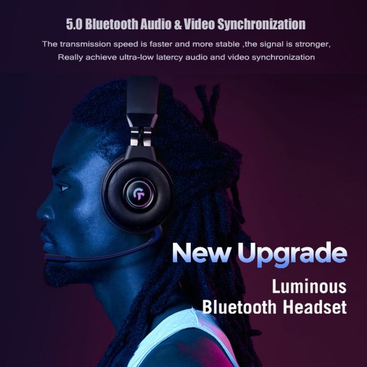 Cuffie da gioco luminose RGB wireless Bluetooth Kingkong con supporto microfono TF/radio FM