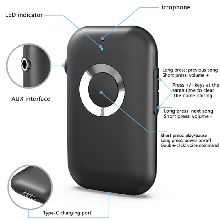 BR06 Bluetooth 5.0 Ricevitore Altoparlante Amplificatore Vivavoce per auto