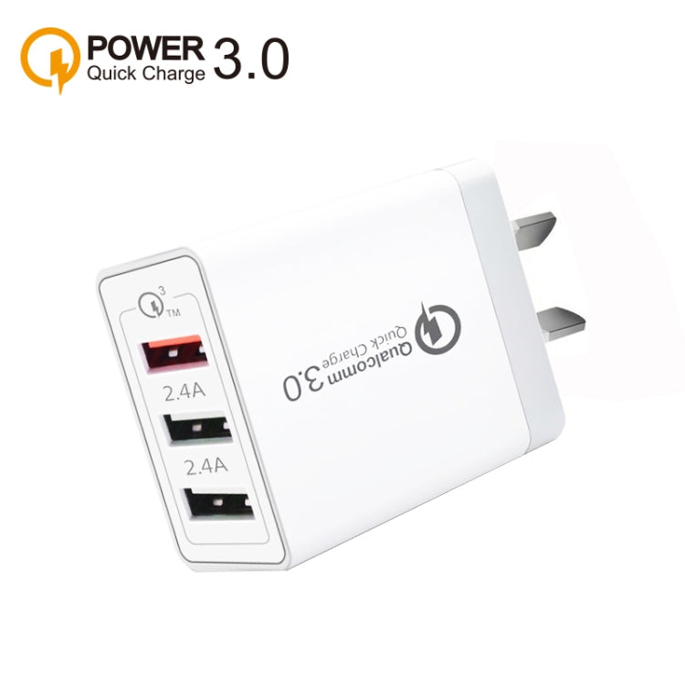 Caricabatterie rapido per tablet, telefono cellulare, 30 W QC 3.0 USB + 2 porte USB 2.0, presa AU, AU Plug