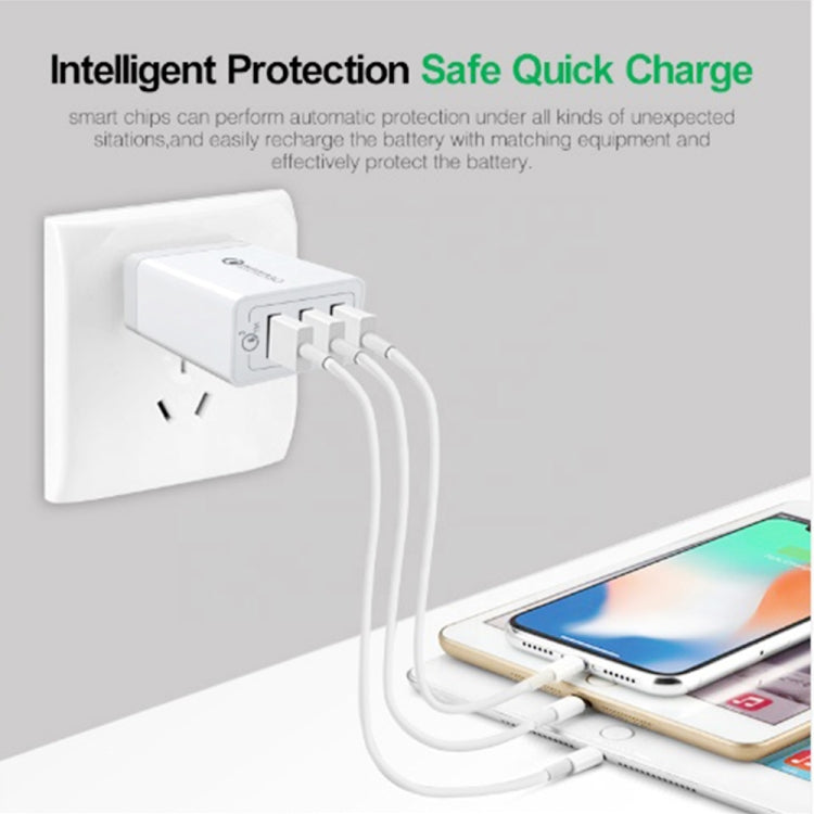 Caricabatterie rapido per tablet, telefono cellulare, 30 W QC 3.0 USB + 2 porte USB 2.0, presa AU, AU Plug