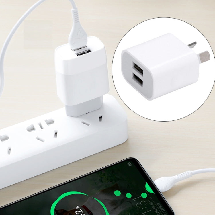 Mini caricatore USB a doppia porta con cavo dati da USB a 8 pin, spina AU, AU Plug + 8 Pin Cable