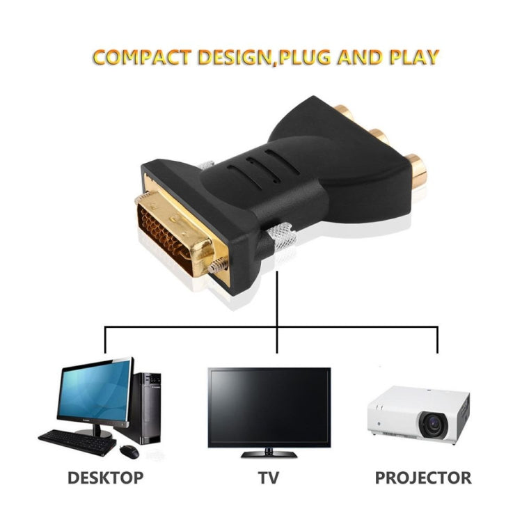 Convertitore di componenti AV audio video placcato oro DVI-I 24+5 maschio a 3 RCA placcato oro